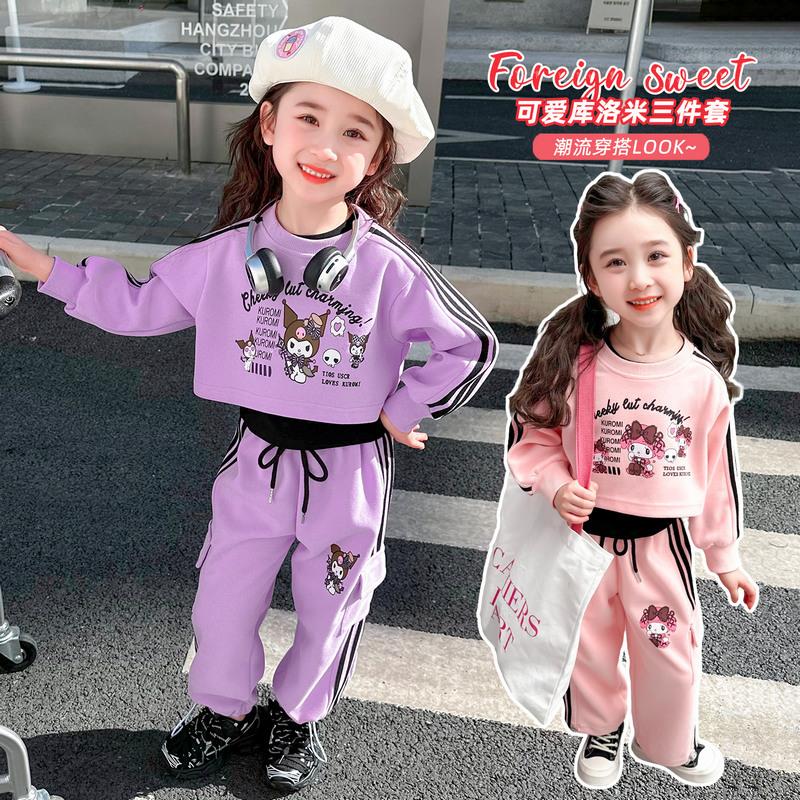 Girls Autumn Fashion 3 Piece Set Stylish Hoodie Outfit for Toddlers and Kids