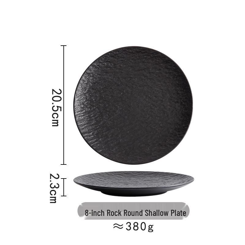 White Stone Ceramic Shallow Plate for Restaurant & Home – Ideal for Steaks & Desserts, Round Flat Design.