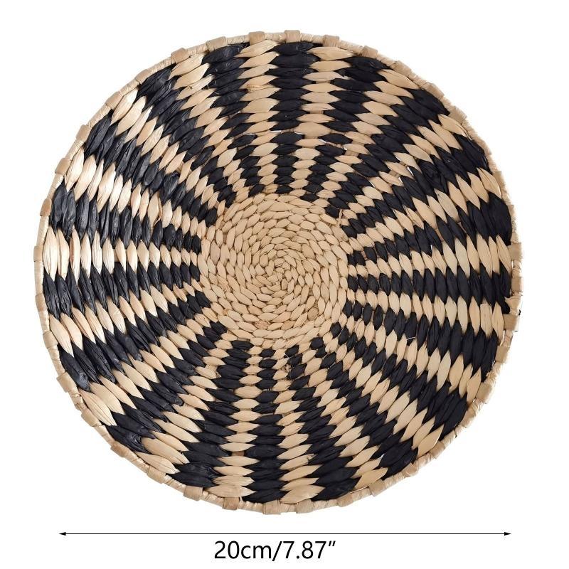 24TE Nordic Straw Woven Wall Decor Round Plate for Creative Wall Decor Ornament for Home Bedroom Living Room Decoration Hanging