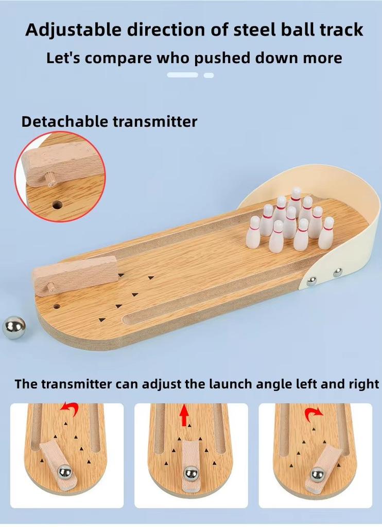 Tabletop Mini Bowling Game Set with 10 Pins Portable Tabletop Bowling Game Desktop Bowling Set for Family Adults Kids