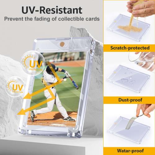 SAMYUCHO 100PT Magnetic Card Holders for Trading Cards, 15-Pack Card Touch Holder, UV Protection Baseball Card Display Case with Hard Plastic Protecto