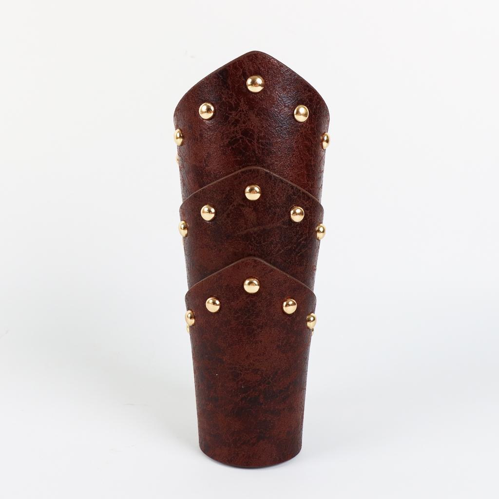 1 Pair Unisex Medieval Leather Arm Gauntlet Wristband Buckle Bracers Halloween Cosplay Costume Accessory for Theme Party