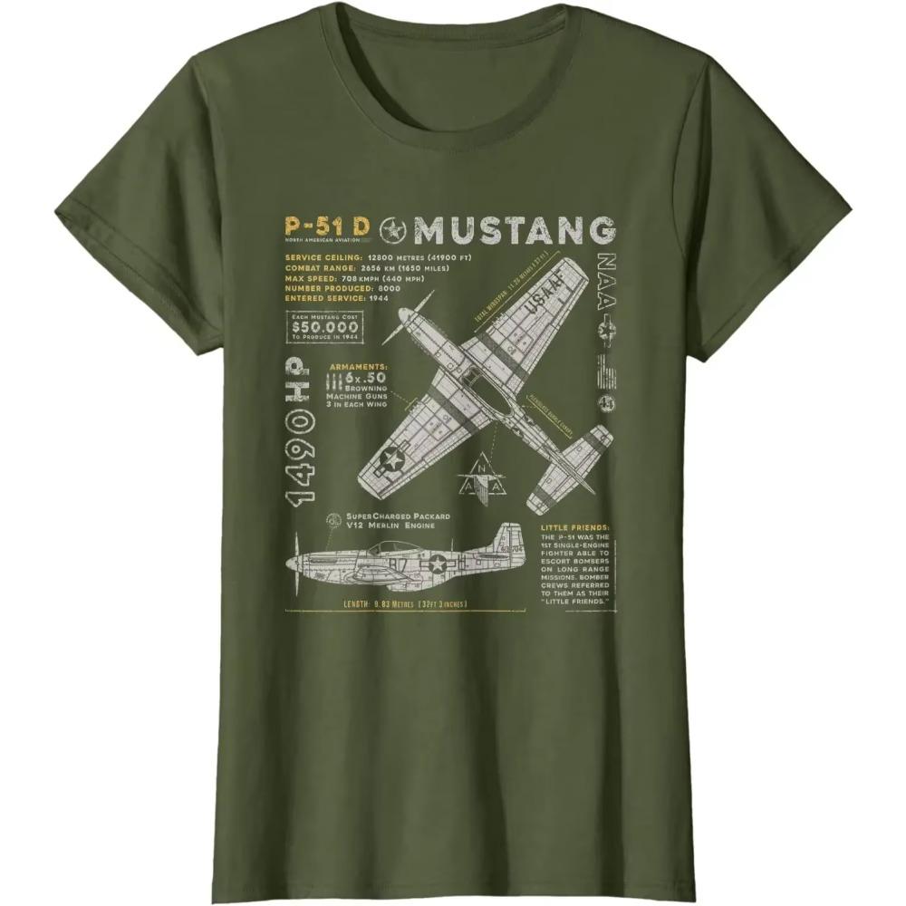 P-51 Mustang | North American Aviation Vintage Jagerfly Herre T-skjorte Kort Casual 100% Bomull Skjorter
