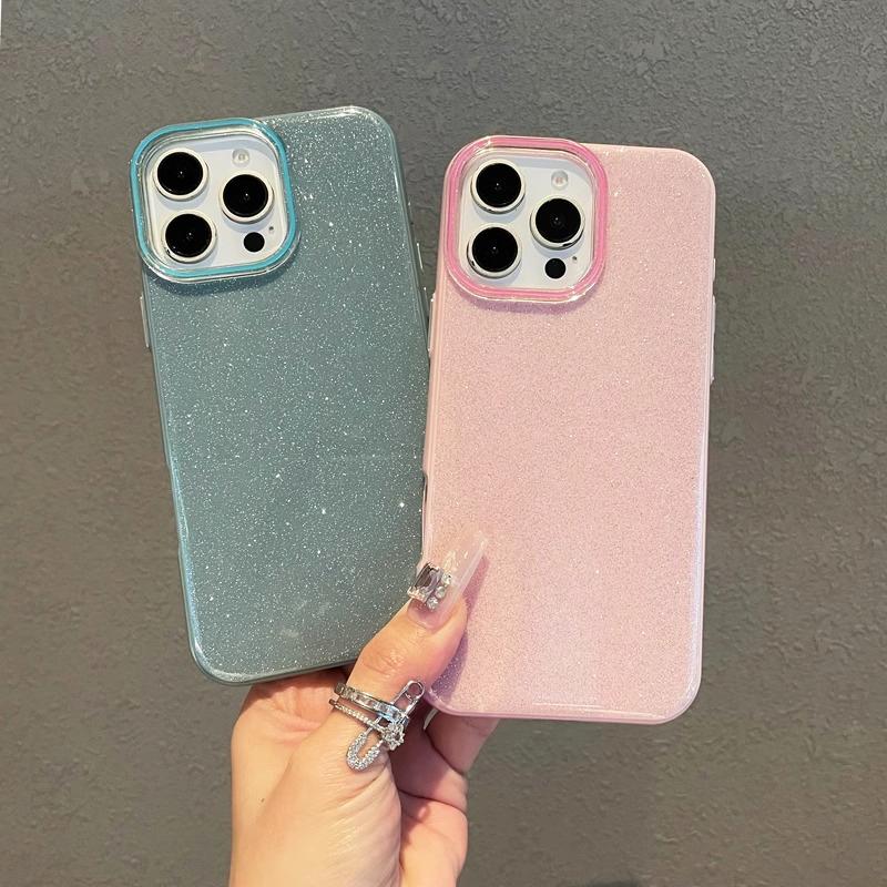 Luksusowe Etui IMD z Brokatem w Kolorze Cukierka Dla Samsung Galaxy S25 S24 S23 S21 FE S22 Ultra Plus S 25 Twarde Hybrydowe Silikonowo-PC Miękkie Pokrowiec