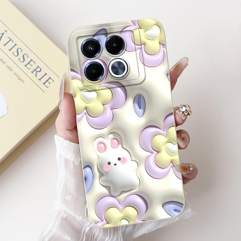For Infinix Note 40 5G Case Cartoon Rabbit Flower Anti Slip Bumper Soft Silicone Cover For Infinix Note40 X6852 X6851 Phone Case