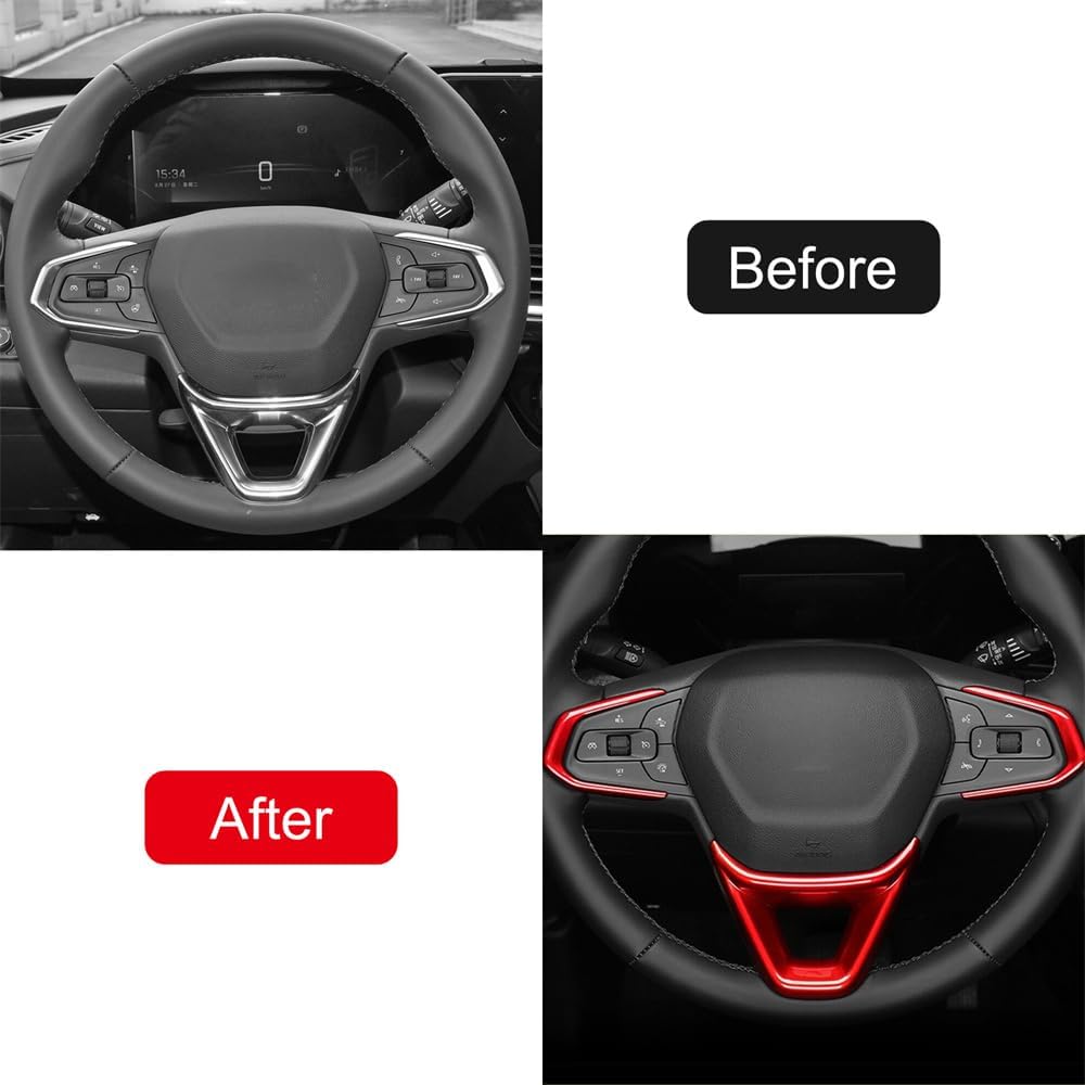 2023 2024 for Chevrolet Trax Steering Wheel Decorative Cover Trim ABS Red Interior Car Accessories 3pcs