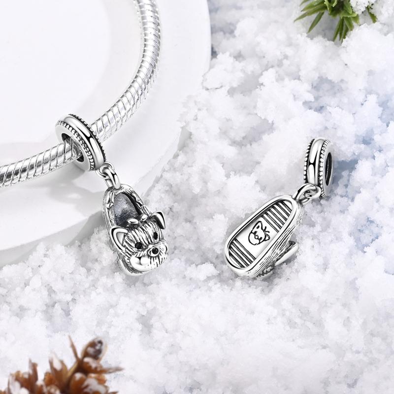 Copper Pets Dog Cat Colorful Wine Bottle Charms Cz Zirconium Shoe Bead Pendant Fit Original Bracelet Diy Jewelry