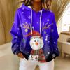 Women's Loose Comfortable Casual Fashion V-Neck Christmas Print Long Sleeve Hoodie