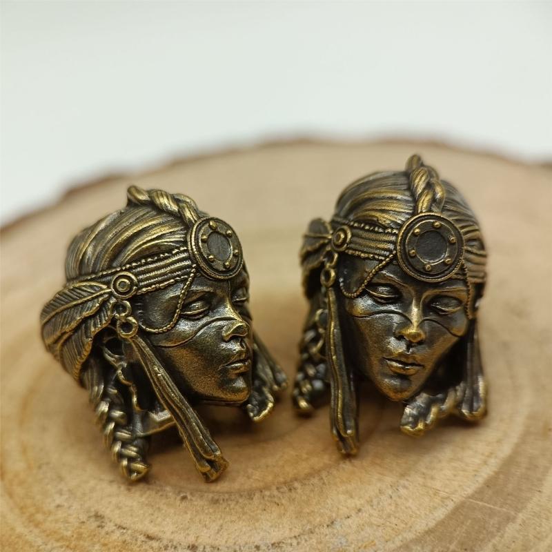 Brass  Lanyard Bead Tribal Female Soldier Brass  Bead Vintage Parachute Cord Beads for Bracelets Pendants Enduring