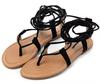 Fashion Eilyken Summer Roman Sandals Cross-Strap Tall Knee High Bondage Thong Flat Women Sandals Flip Flops Black Apricot