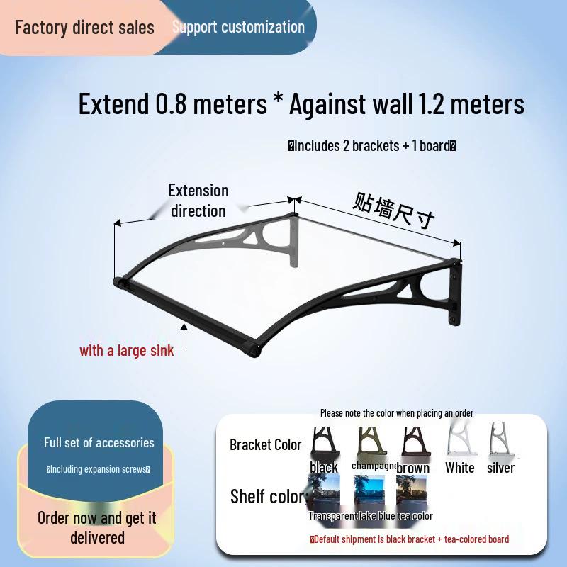 Aluminum Alloy Outdoor Sunshade & Rain Shield for Balcony Windows