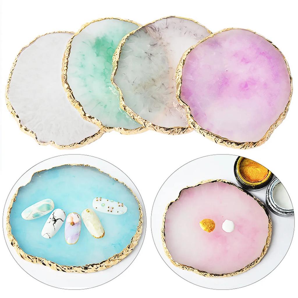 18 Styles Resin Agate Stone Nail Color Palette Gel Polish Pallet Mixing Drawing Paint Plate Manicure Nails Art Display Shelf