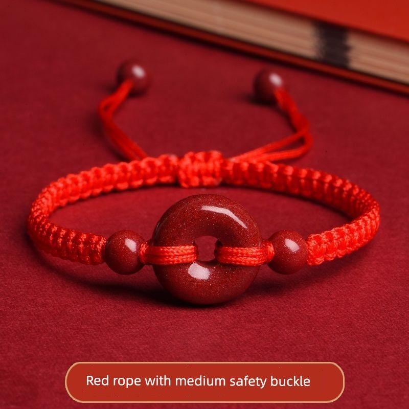 

Браслет-ножной браслет с пряжкой мира из киновари для мужчин и женщин, плетеный, на год судьбы, детский, из красной веревки, с ремешком для ношения, фиолетовый, золотой песок Red Rope Medium Safety Buckle