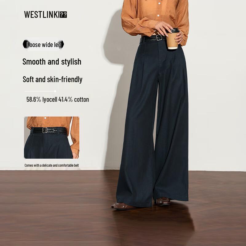 

WEST LINK Women s Retro High-Waist Wide-Leg Casual Pants L (28)