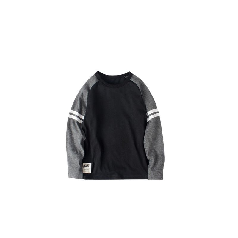 Children's Clothing Spring and Autumn Boys' round Neck Long Sleeves T-shirt Bottoming Shirt Kids Pure Color Tops Children's Two Bars Clothes