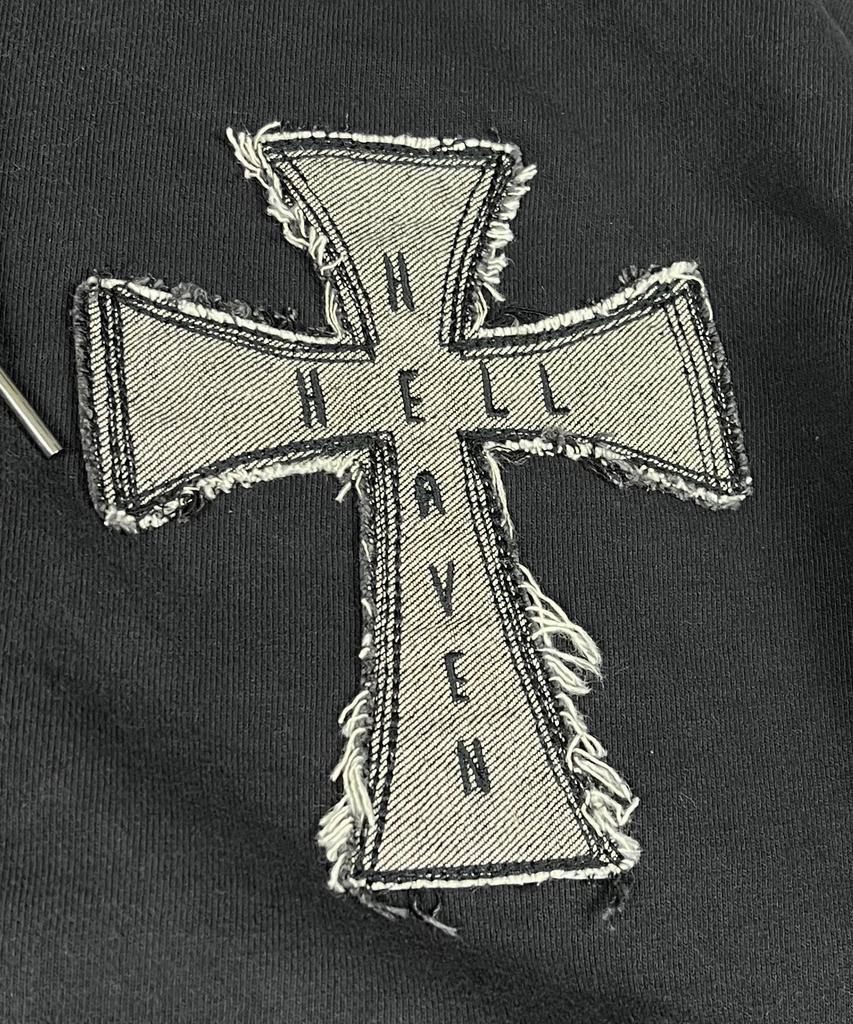 Sk8Er Rock Hölle Himmel Kreuz Vintage Sweat Kapuze Reißverschluss ((Schwarz))