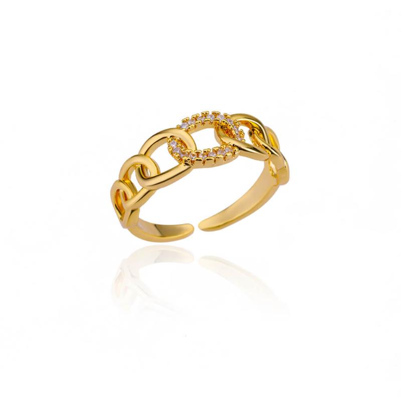 2025  Trendy Gold Plated Stainless Zircon  Rings For Women Chain Geometry Zircon Finger Ring Jewelry Gift