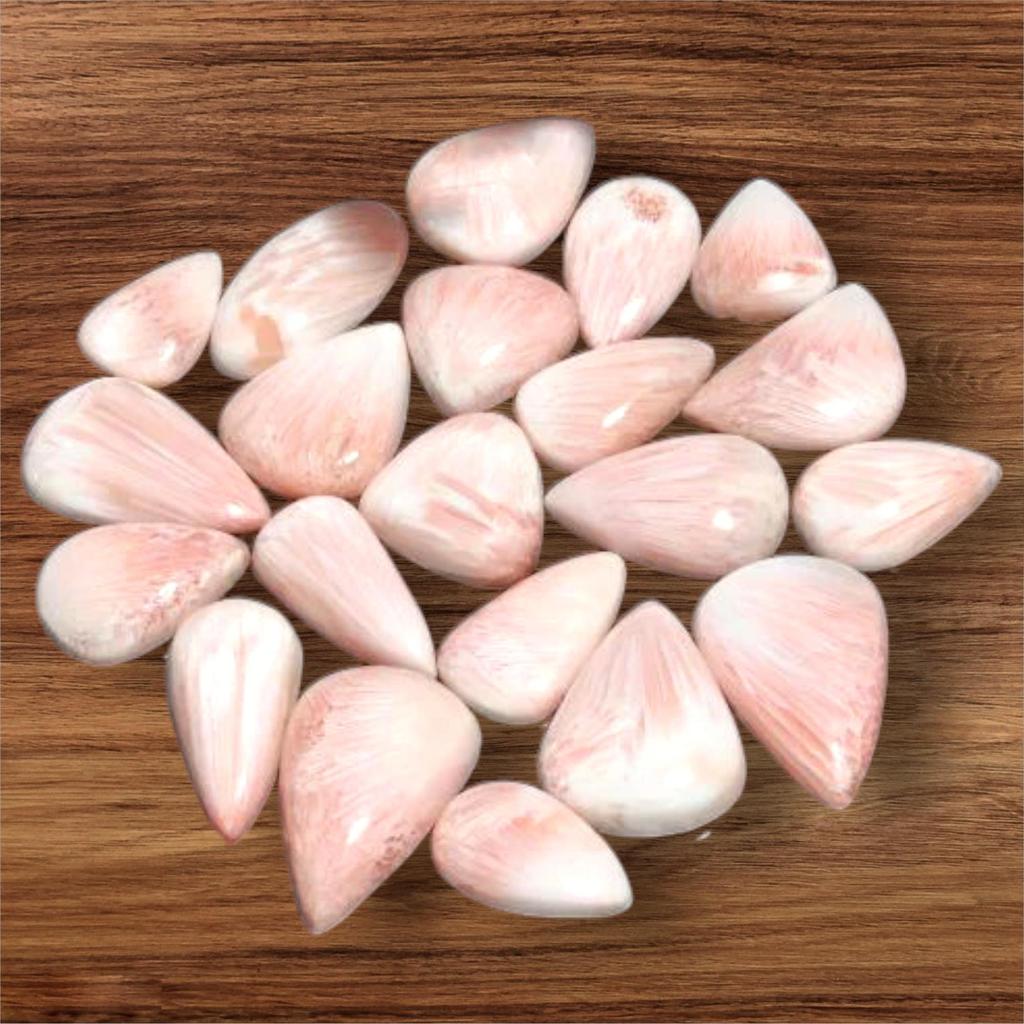 Natural Designer Pink Scolecite Cabochon, Loose Cabochon Lot, Mix Lot, Healing Gemstone Lot For Jewelry Making.