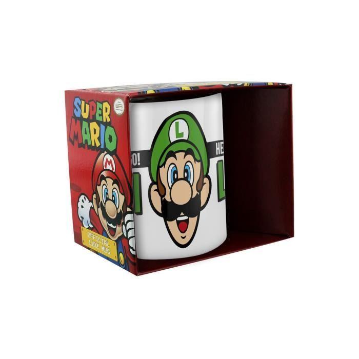 Tasse - nintendo - super mario - imprimé here we go luigi - blanc - rond - enfant