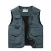 Functional Vest for Men Loose Fit Large Size Thin Workwear Multi Pocket Photography Fishing Outdoor Vest Jacket for Me