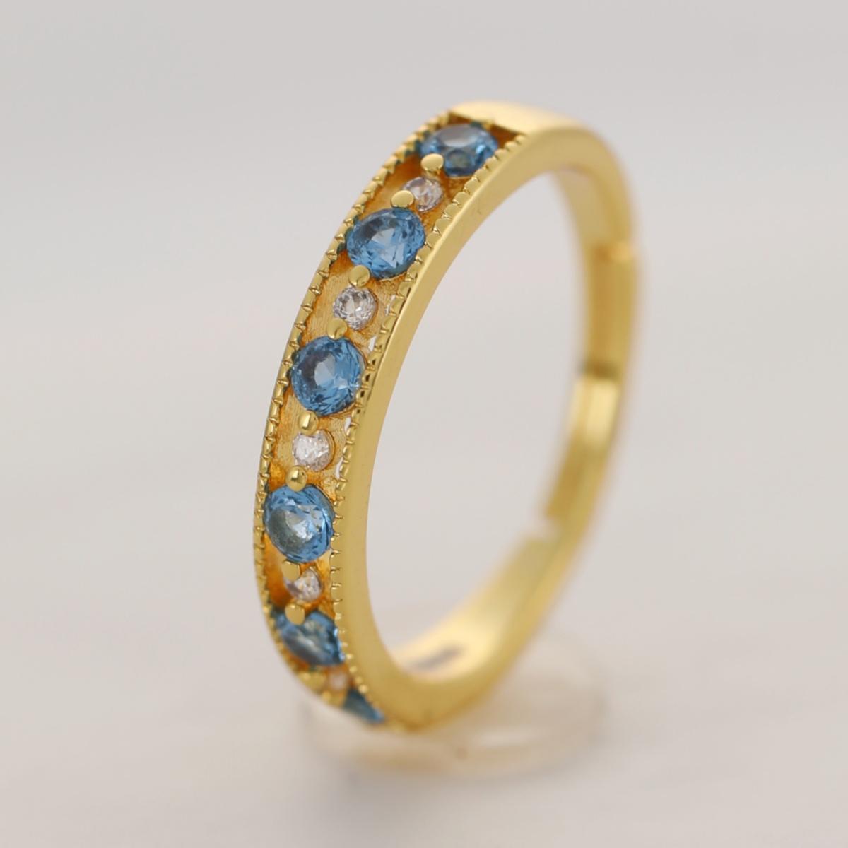 

Регулируемое латунное кольцо с открытым дизайном с покрытием из 18-каратного золота для женщин, украшенное синим кубическим цирконием с многогранной огранкой, для повседневного гламура и вечеринок - элегантный подарок One Size (Adjustable) золотистый