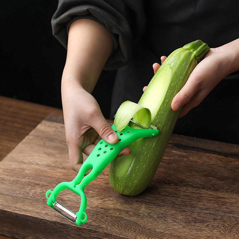 Dual-Headed Multi-Functional Peeler: Lobster, Fruit, Potato, Garlic Press, Hole Digger & Rotating Scraper
