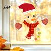 Seasonal Glass Door Stickers Christmas Snowman Static Window Stickers, Removable PVC Decals, Waterproof Clings Winter for Home And Store Holiday Party
