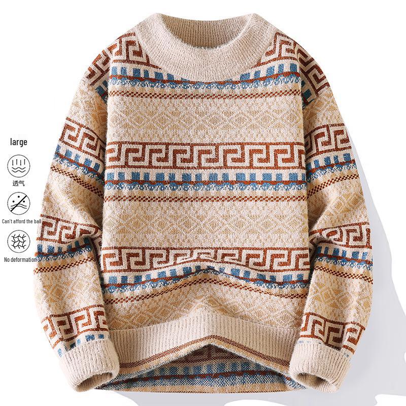 Men s Mixed Color Hooded Sweater – European & American Style Fashion Pullover Knitwear. 4XL