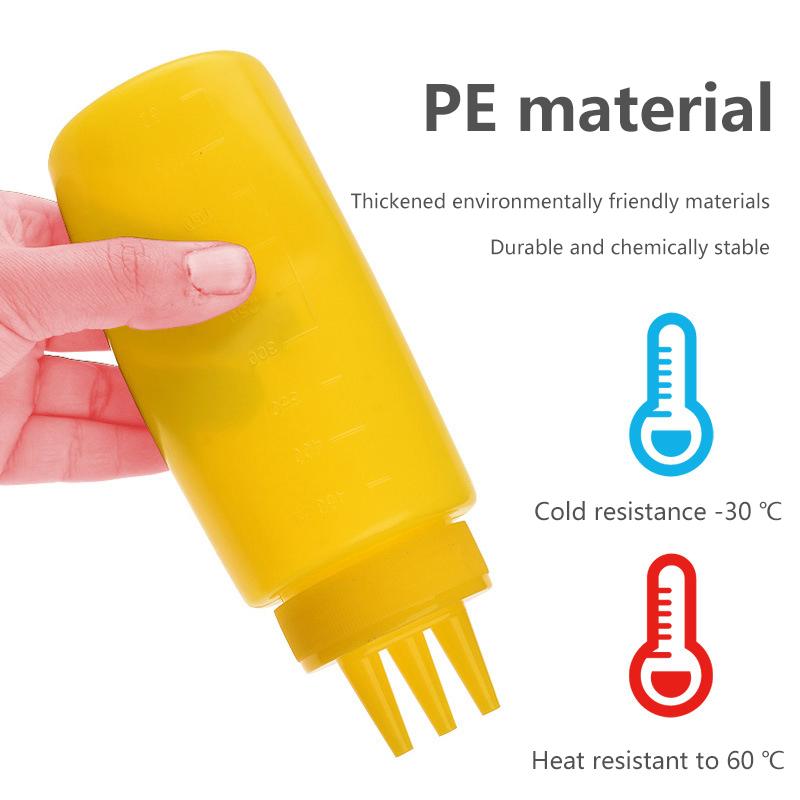 3 Holes Sauce Squeeze Sauce Bottles Condiment Dispenser With Lids Oil Bottle Kitchen Tool Seasoning Mustard Salad Storage Jar