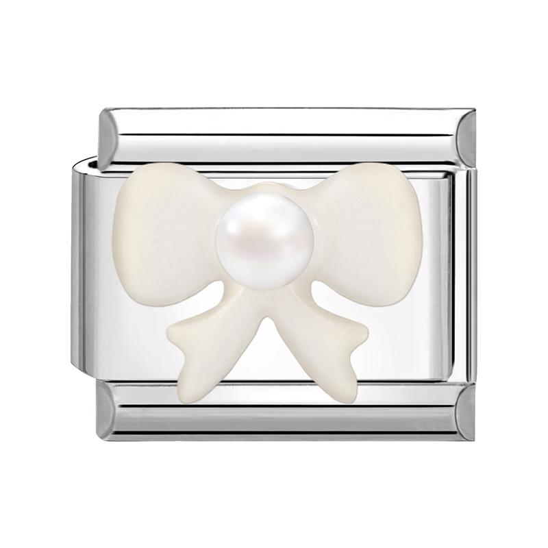 Sweet Cute Bow Knot Butterfly Pink Blue Heart Italian Charm Links Fit 9mm Stainless Steel Bracelet Women DIY Making Zircon Gift