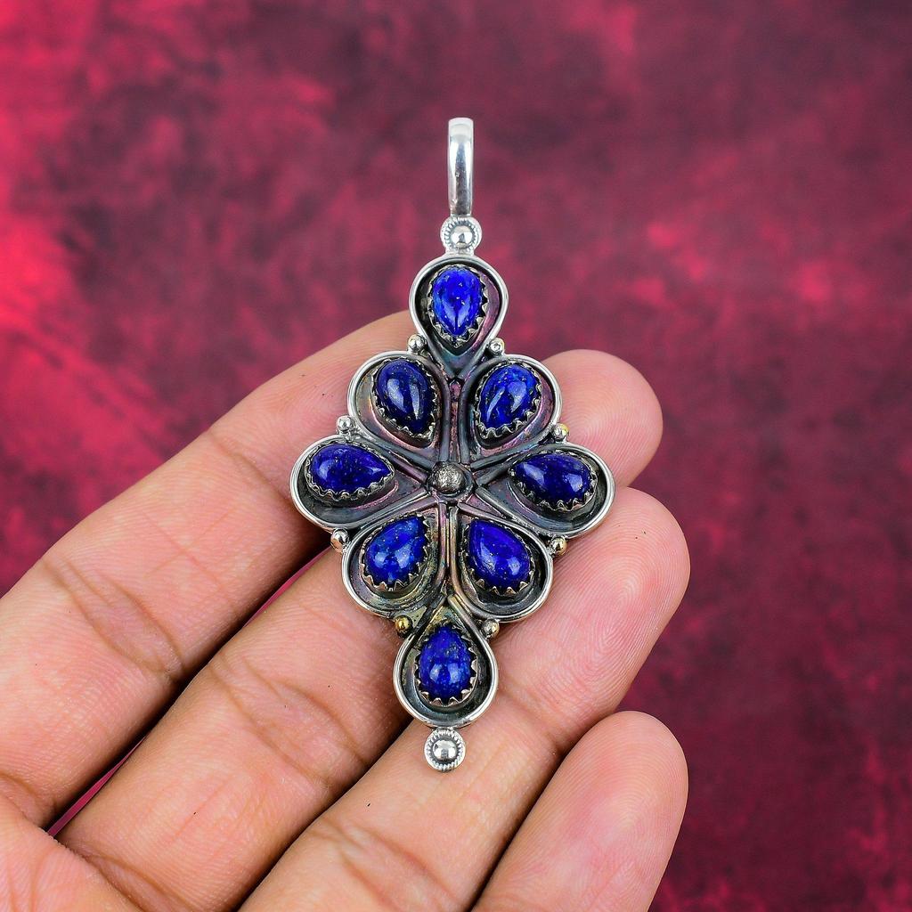 Lapis Lazuli Pendant Handmade Gemstone Jewelry, 925 Solid Sterling Silver Pendant ,Unique Design Jewelry Pendant