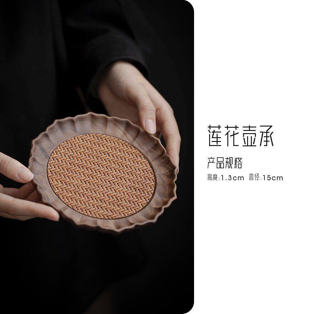Natural Wood Lotus Leaf Tea Tray for Tea Ceremony Coaster Teapot Stand Home Tea ServingBuddha Zen Decor