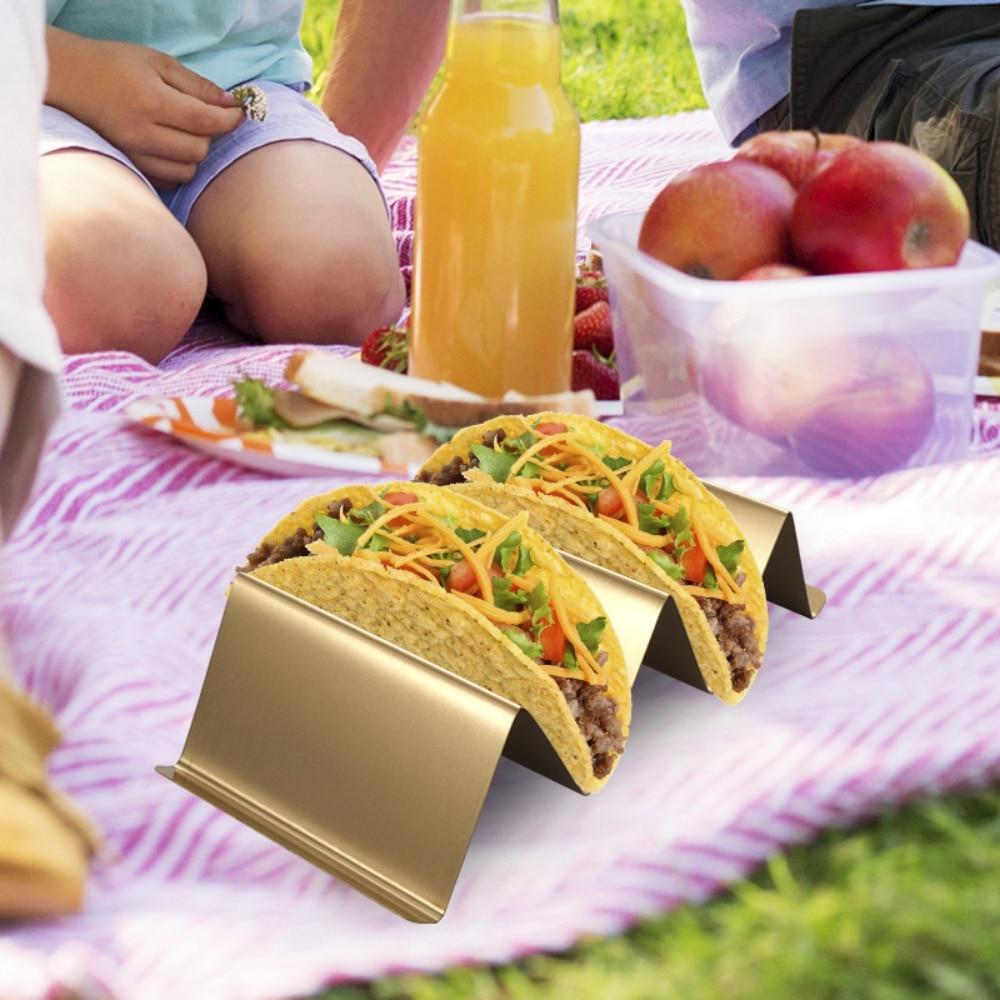 Taco Holder Stainless Steel Burritos Tray with Handles, Each Holding 2 Or 3 Tacos Can Be Used for Baking, Dishwasher And Grilling