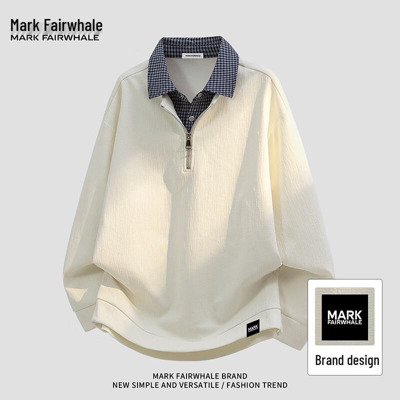 Mark Hua Fei Men s Faux Two-Piece Polo Collar Textured Sweatshirt 3XL