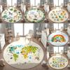Learning Animal Playmat Giraffe Lion Baby Kids Playroom Mat World Map NonSlip Mat Safari Round Rug Kid's Animals Printed Rug