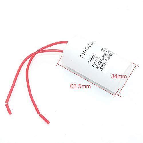 Dollatek 2pcs cbb60 ac 450v 6uf condensateur de fonctionnement du moteur de cylindre conducteur 2 fils