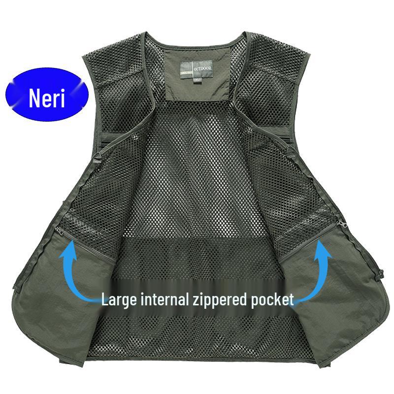 Men's 7XL Quick-Dry Mesh Vest With Multi-Pockets - Breathable Summer Wear