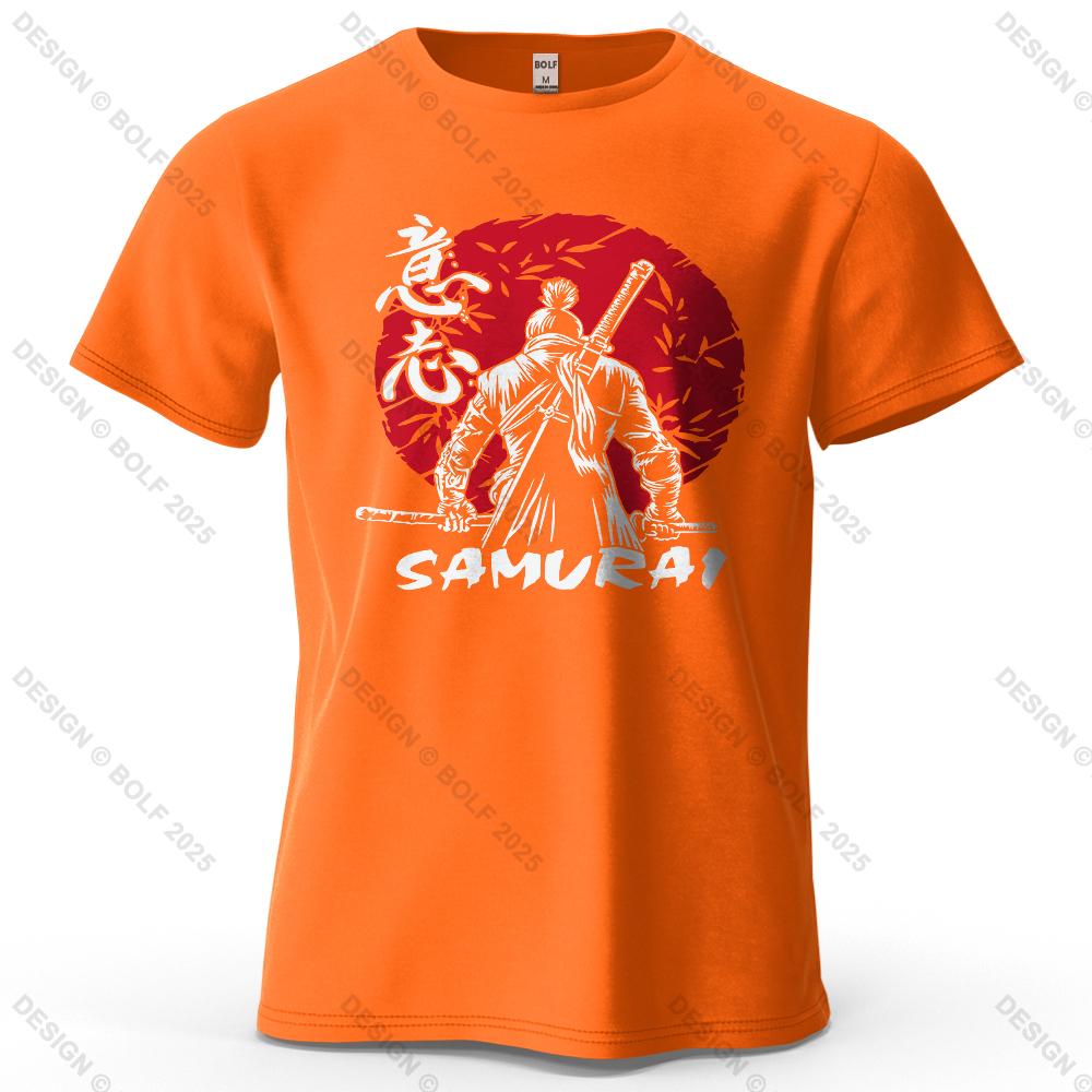 Samurai Will Vintage Printed Men's T-Shirt 100% Cotton Oversized Determined Graphic Tees for Women Tops Tees Casual Streetwear