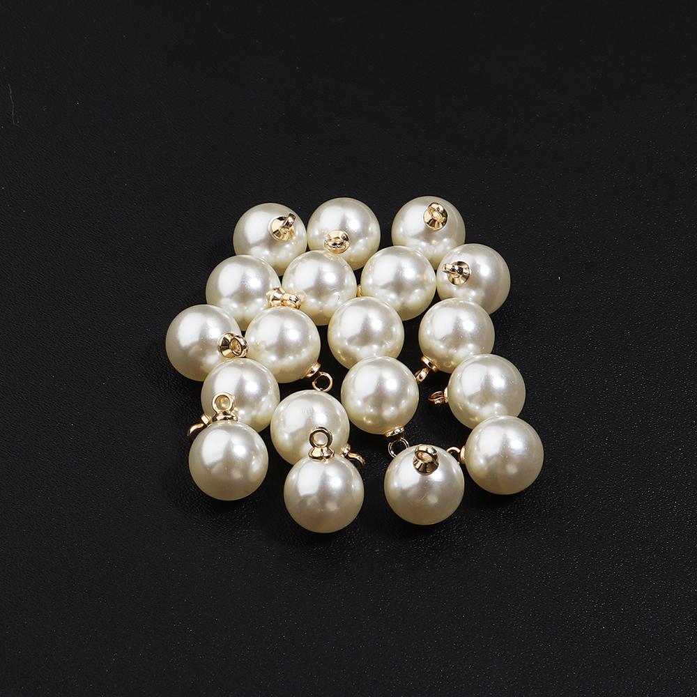 10-20 pcs/lot 6-20mm Round ABS Imitation Pearl Beads Pendant Beige White Charms For Jewelry Making DIY Fashion Necklace Earrings
