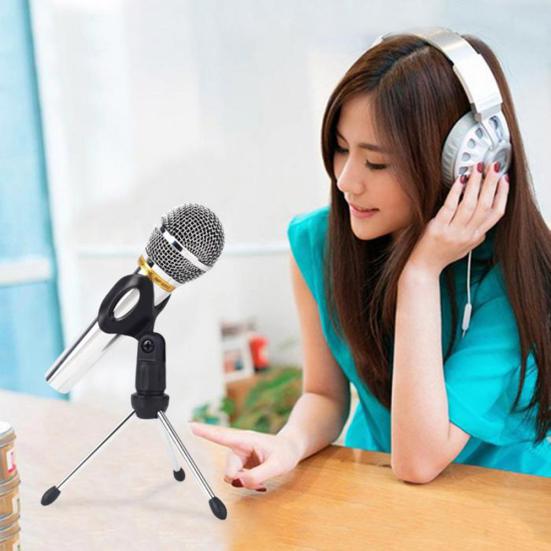 Adjustable Anti-slip Desktop Table Microphone Mount Tripod Holder with Clip