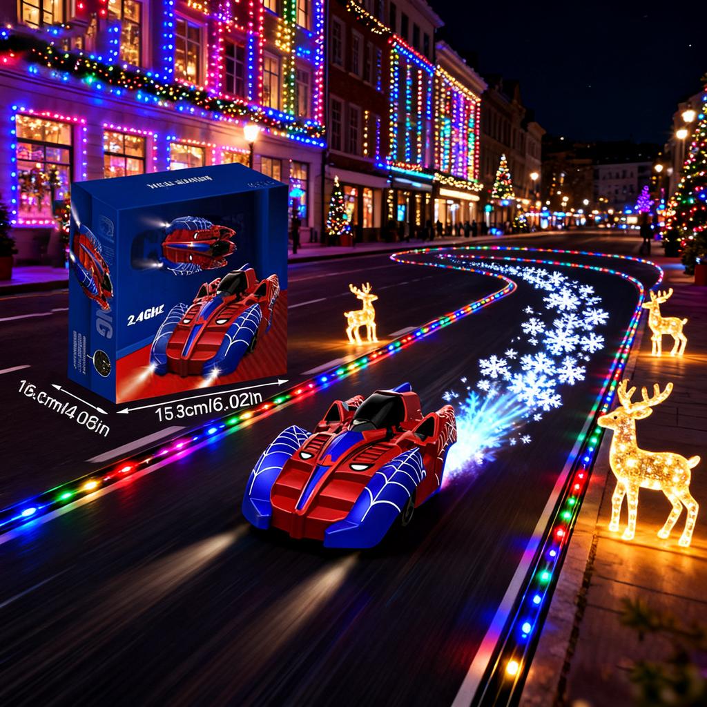 Remote Control , Remote Control Wall-climbing Car, Equipped With Front And Rear LED Lights, Wall-climbing 360° Rotatable, Suitable As A Birthday Gift