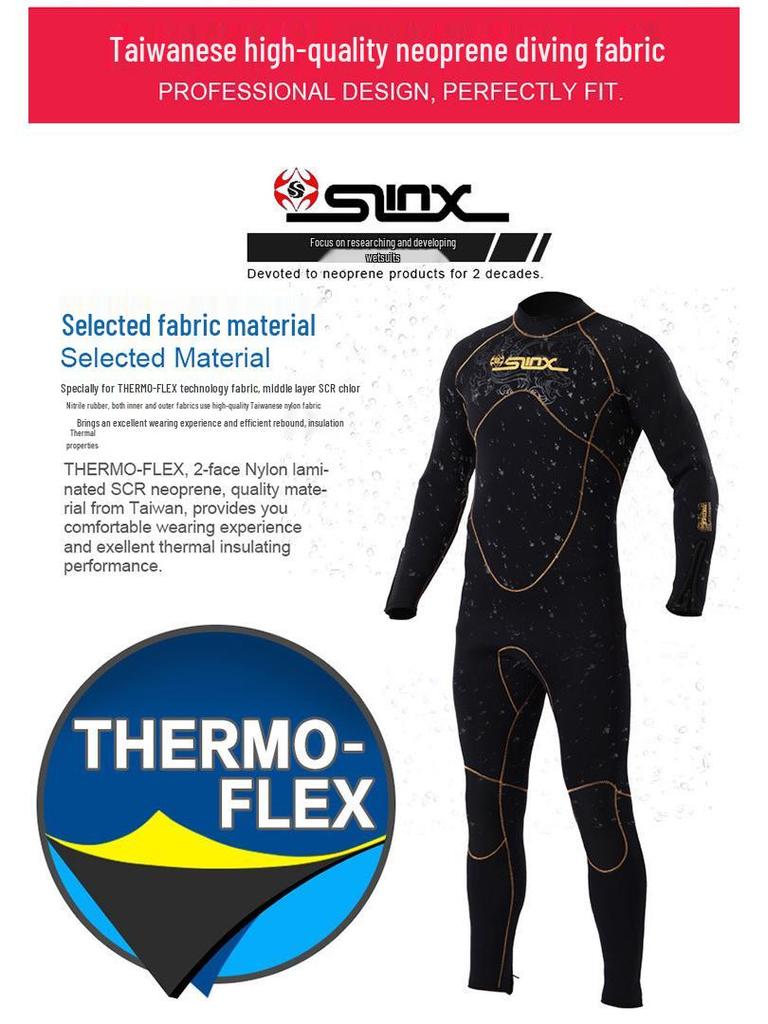 Мужской гидрокостюм 5 мм с флисовой подкладкой и защитой от солнца - костюм для снорклинга SLINX