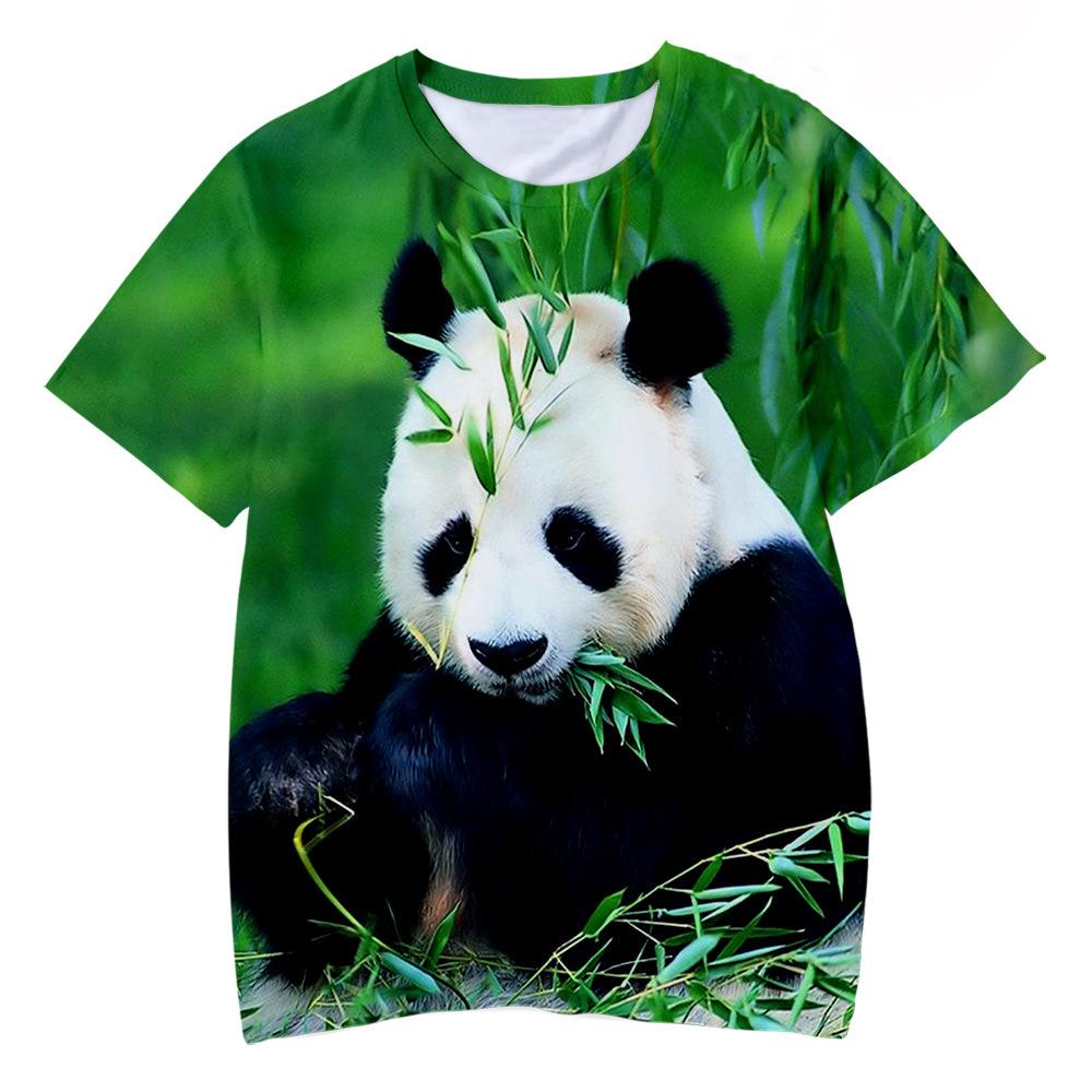 Cute Panda T-shirt Funny Animal 3D Print Men Short Sleeve T Shirts Streetwear Harajuku Y2K Tees Tops Unisex Kids Clothing