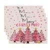 4pcs Festive Christmas Placemats, Pink Pine Snowflake Design, 12x18 Inch Linen Rectangular Table Mats, Machine Washable