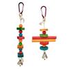 Bird Chew Toy with Stick Block Swing Bridge Wood Hanging for Budgies Training Perch Toy for Birds Cage Decoration