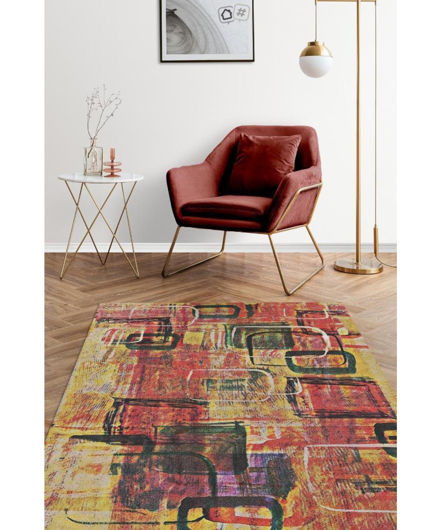 

Pastel Boho Woven Based Washable Decorative Carpet