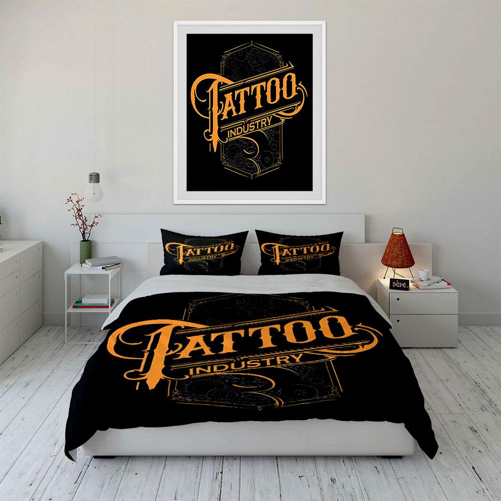 Tattoo Design Three-Piece Set Multiple Sizes Kid'S And Adults' Bedroom Exquisite 3Pc Bedding Set, Gift