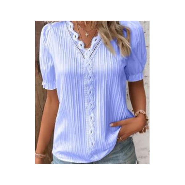 New Summer Vacation Fashion Hollow Short-sleeved European and American Women's Shirt
