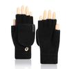 Home and Outdoor Cold Protection Accessories, Men's and Women's USB Hand Warmers, Winter Thick Knitted Flip Half Finger Gloves