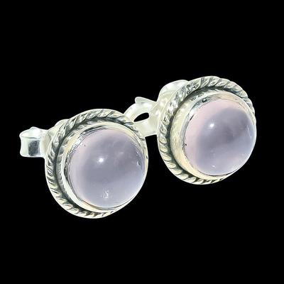 Natural Rose Quartz Gemstone 925 Solid Sterling Silver Gift Stud Earrings p5D07